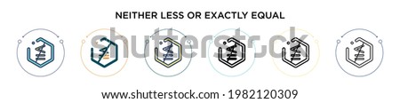 Neither less or exactly equal symbol icon in filled, thin line, outline and stroke style. Vector illustration of two colored and black neither less or exactly equal symbol vector icons designs can be