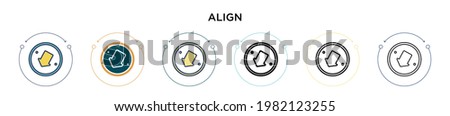 Align icon in filled, thin line, outline and stroke style. Vector illustration of two colored and black align vector icons designs can be used for mobile, ui, web