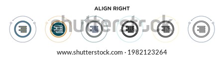 Align right icon in filled, thin line, outline and stroke style. Vector illustration of two colored and black align right vector icons designs can be used for mobile, ui, web