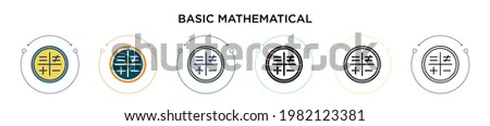 Basic mathematical symbols icon in filled, thin line, outline and stroke style. Vector illustration of two colored and black basic mathematical symbols vector icons designs can be used for mobile,
