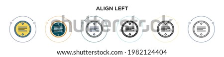 Align left icon in filled, thin line, outline and stroke style. Vector illustration of two colored and black align left vector icons designs can be used for mobile, ui, web
