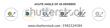 Acute angle of 45 degrees icon in filled, thin line, outline and stroke style. Vector illustration of two colored and black acute angle of 45 degrees vector icons designs can be used for mobile, ui, 