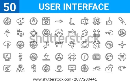 set of 50 user interface web icons. outline thin line icons such as bubble speech,usb port,bookmark,sand clock,at,telephone call, ,double checking. vector illustration