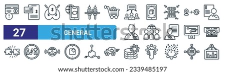 set of 27 outline web general icons such as credit risk, credit report, business incubator, ar app, team, affiliate link, data engineering, ar graph vector thin line icons for web design, mobile