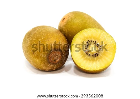 Gold kiwi fruit on white background