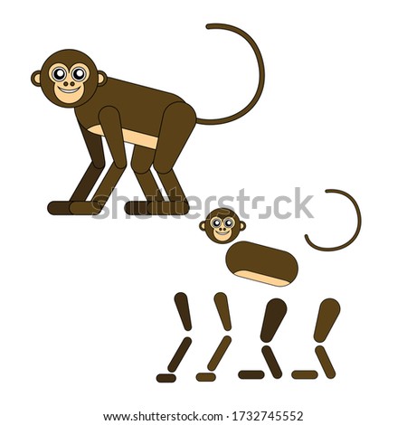 monkey vector simple animation illustration riggable rigging flat isolated animal character 