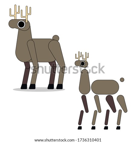 cute deer simple minimalist vector flat animatable animation after effects adobe animate flash riggable character isolated illustration