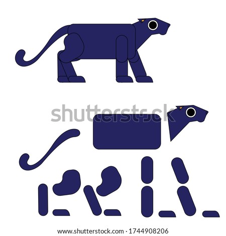 panther illustration simple flat minimalist vector after effects riggable character