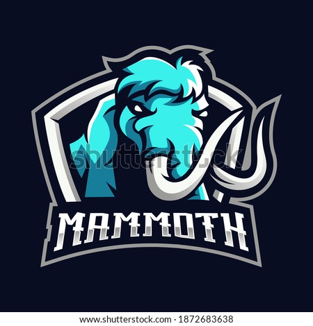 Mammoth mascot logo design vector with modern illustration concept style for badge, emblem and t-shirt printing. Mammoth head in shield for the esport team