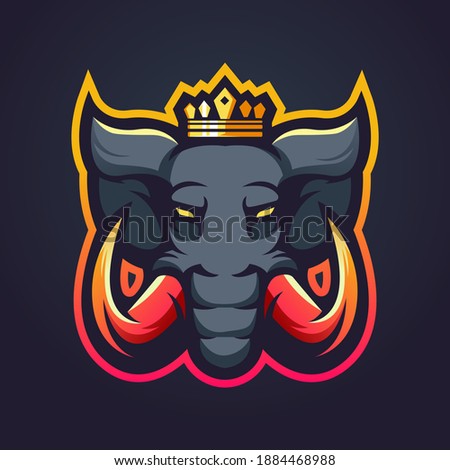 Elephant king mascot logo design vector with modern illustration concept style for sport and gaming