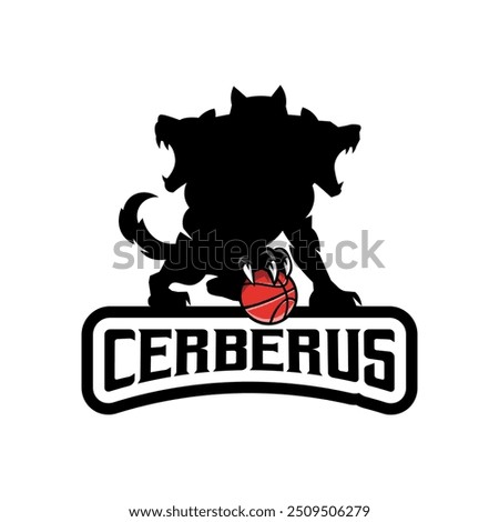 Cerberus holding basketball logo design for team sports