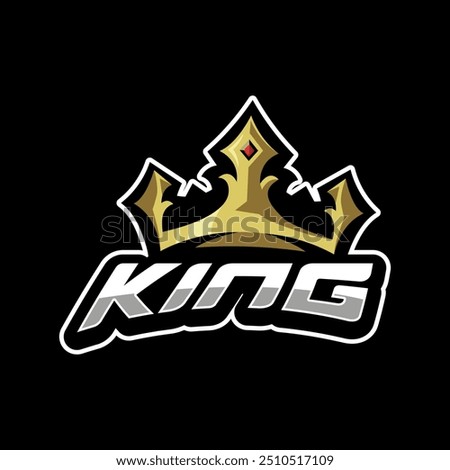 King crown sports gaming logo design vector