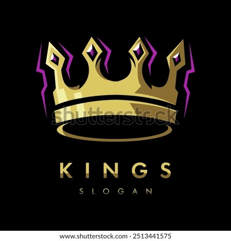 King crown with gems sports gaming logo design vector