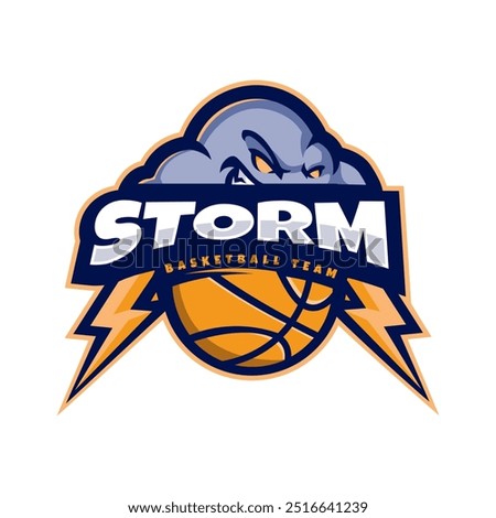 Storm basketball athletic club vector logo concept isolated on white background. Modern sport team mascot badge design