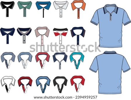 
Collection of collars for polo shirt. Vector illustration.