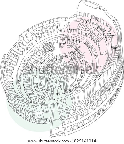 
listed building amphitheater colosseum in sketch style