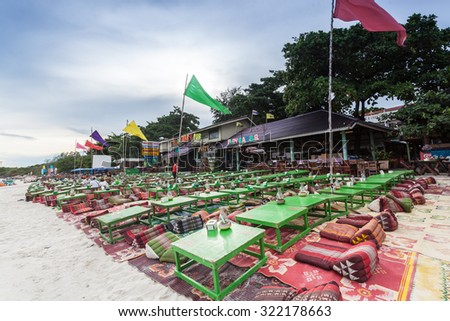 RAYONG, THAILAND - May 13 2014: Beach restaurant Open both morning and evening at Koh Samed Rayong, Thailand.