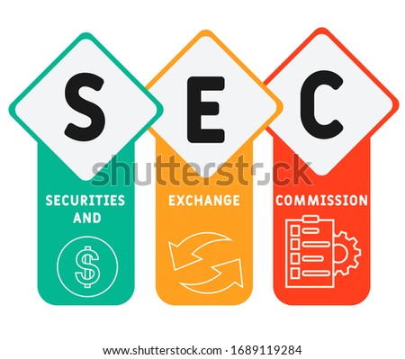 SEC - Securities and Exchange Commission acronym, business concept background. Can be used for web and mobile UI/UX
Isolated vector illustration