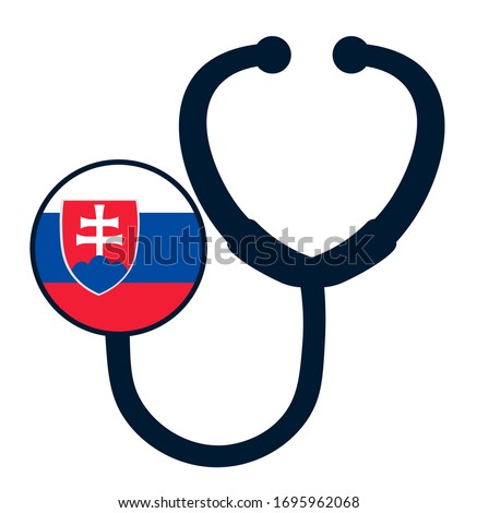 Slovakia National flag on stethoscope. specialist doctors in Country. Charity Help concept. The concept of big problems because of the coronavirus pandemic in Slovakia.