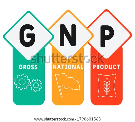 GNP -  gross national product business concept background. vector illustration concept with keywords and icons. lettering illustration with icons for web banner, flyer, landing page, presentation