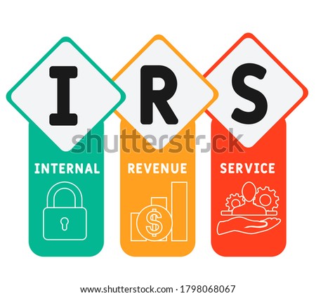 IRS - internal revenue service. acronym business concept. vector illustration concept with keywords and icons. lettering illustration with icons for web banner, flyer, landing page, presentation