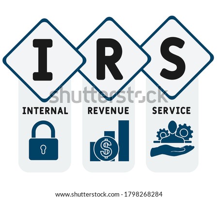 IRS  - internal revenue service. acronym business concept. vector illustration concept with keywords and icons. lettering illustration with icons for web banner, flyer, landing page, presentation