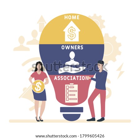 Flat design with people. HOA - home owners association. Platform. business concept background. Vector illustration for website banner, marketing materials, business presentation, online advertising