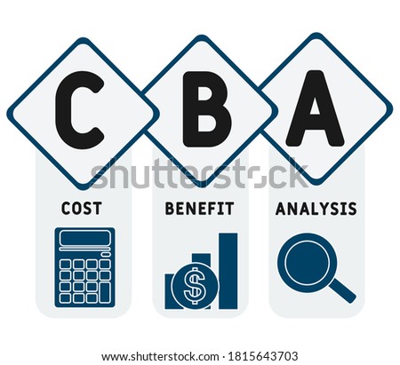 CBA - Cost benefit Analysis . acronym business concept. vector illustration concept with keywords and icons. lettering illustration with icons for web banner, flyer, landing page