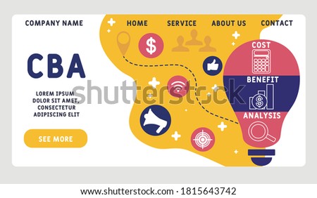 Vector website design template . CBA - Cost benefit Analysis. business concept background.  illustration for website banner, marketing materials, business presentation, online advertising.