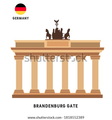 Colorful vector Brandenburg gate, famous landmark of Berlin, Germany. Vector   illustration isolated on white background. Berlin travel concept. Stock illustration
