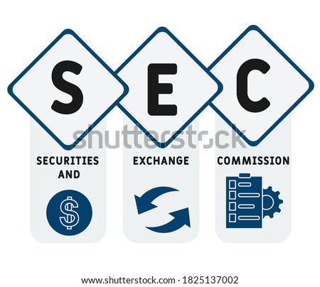 SEC - Securities and Exchange Commission acronym  business concept background. vector illustration concept with keywords and icons. lettering illustration with icons for web banner, flyer, landing p