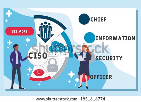 Vector website design template . CISO - chief information security officer acronym, business concept. illustration for website banner, marketing materials, business presentation, online advertising.