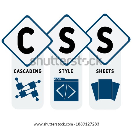 CSS - Cascading Style Sheets acronym. business concept background.  vector illustration concept with keywords and icons. lettering illustration with icons for web banner, flyer, landing page