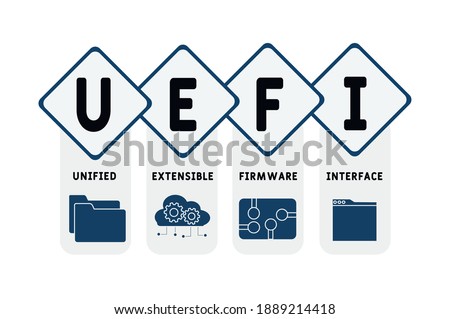 UEFI - Unified Extensible Firmware Interface acronym. business concept background.  vector illustration concept with keywords and icons. lettering illustration with icons for web banner, flyer