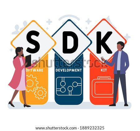 SDK - Software Development Kit acronym. business concept background.  vector illustration concept with keywords and icons. lettering illustration with icons for web banner, flyer, landing page