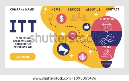 Vector website design template . ITT - Invitation To Tender acronym. business concept background. illustration for website banner, marketing materials, business presentation, online advertising.