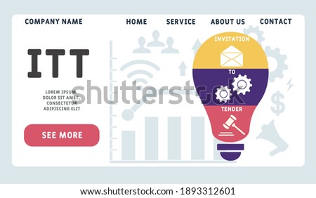 Vector website design template . ITT - Invitation To Tender acronym. business concept background. illustration for website banner, marketing materials, business presentation, online advertising.