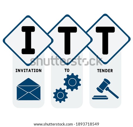 ITT - Invitation To Tender 
acronym. business concept background.  vector illustration concept with keywords and icons. lettering illustration with icons for web banner, flyer, landing page, presentat