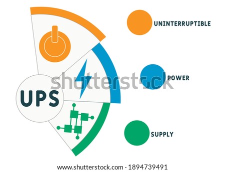UPS - Uninterruptible Power Supply  acronym. business concept background.  vector illustration concept with keywords and icons. lettering illustration with icons for web banner, flyer, landing page