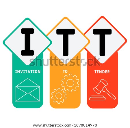 ITT - Invitation To Tender 
acronym. business concept background.  vector illustration concept with keywords and icons. lettering illustration with icons for web banner, flyer, landing page