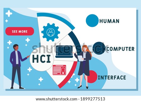 Vector website design template . HCI - Human Computer Interface  acronym. business concept background. illustration for website banner, marketing materials, business presentation, online advertising. 