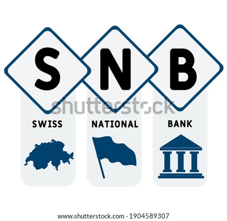 SNB - Swiss National Bank  acronym. business concept background.  vector illustration concept with keywords and icons. lettering illustration with icons for web banner, flyer, landing page