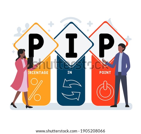 Flat design with people. PIP - Percentage In Point  acronym, business concept background.   Vector illustration for website banner, marketing materials, business presentation, online advertising. Imagine de stoc © 