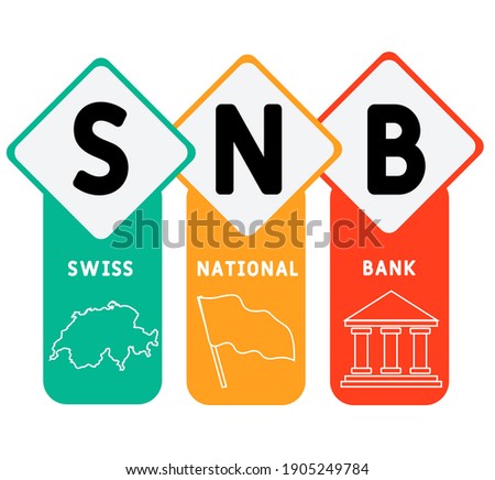 SNB - Swiss National Bank  acronym. business concept background.  vector illustration concept with keywords and icons. lettering illustration with icons for web banner, flyer, landing page