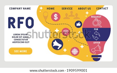 Vector website design template . RFO - Request For Offer acronym. business concept background. illustration for website banner, marketing materials, business presentation, online advertising. 
