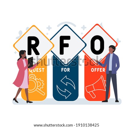 RFO - Request For Offer acronym. business concept background.  vector illustration concept with keywords and icons. lettering illustration with icons for web banner, flyer, landing page