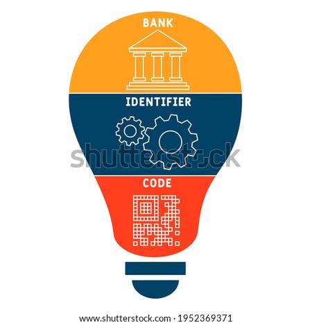 BIC - Bank Identifier Code acronym. business concept background.  vector illustration concept with keywords and icons. lettering illustration with icons for web banner, flyer, landing page
