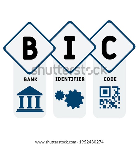 BIC - Bank Identifier Code acronym. business concept background.  vector illustration concept with keywords and icons. lettering illustration with icons for web banner, flyer, landing page