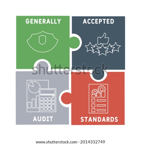 GAAS - Generally Accepted Audit Standards acronym. business concept background.  vector illustration concept with keywords and icons. lettering illustration with icons for web banner, flyer, landing 