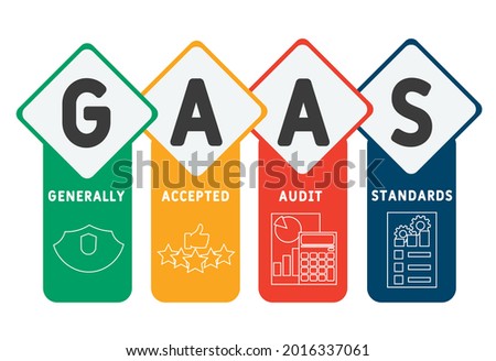 GAAS - Generally Accepted Audit Standards acronym. business concept background.  vector illustration concept with keywords and icons. lettering illustration with icons for web banner, flyer, landing 